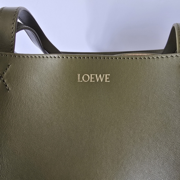 LOEWE  Medium Bicolor Puzzle Tote Bag Olive Navy - Picture 5 of 12